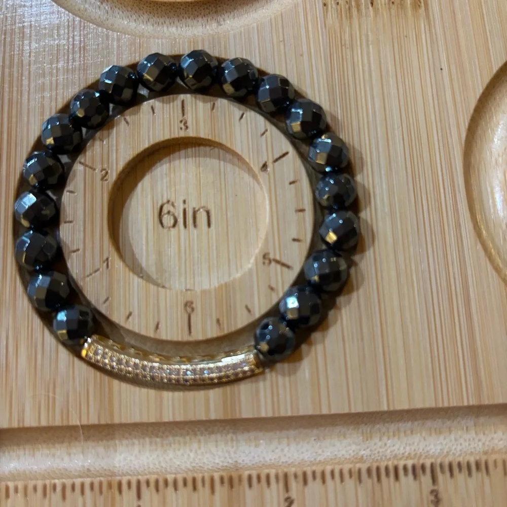 Handmade Black Gemstone Bracelet Stack Set of 5 NWT Onyx Agate